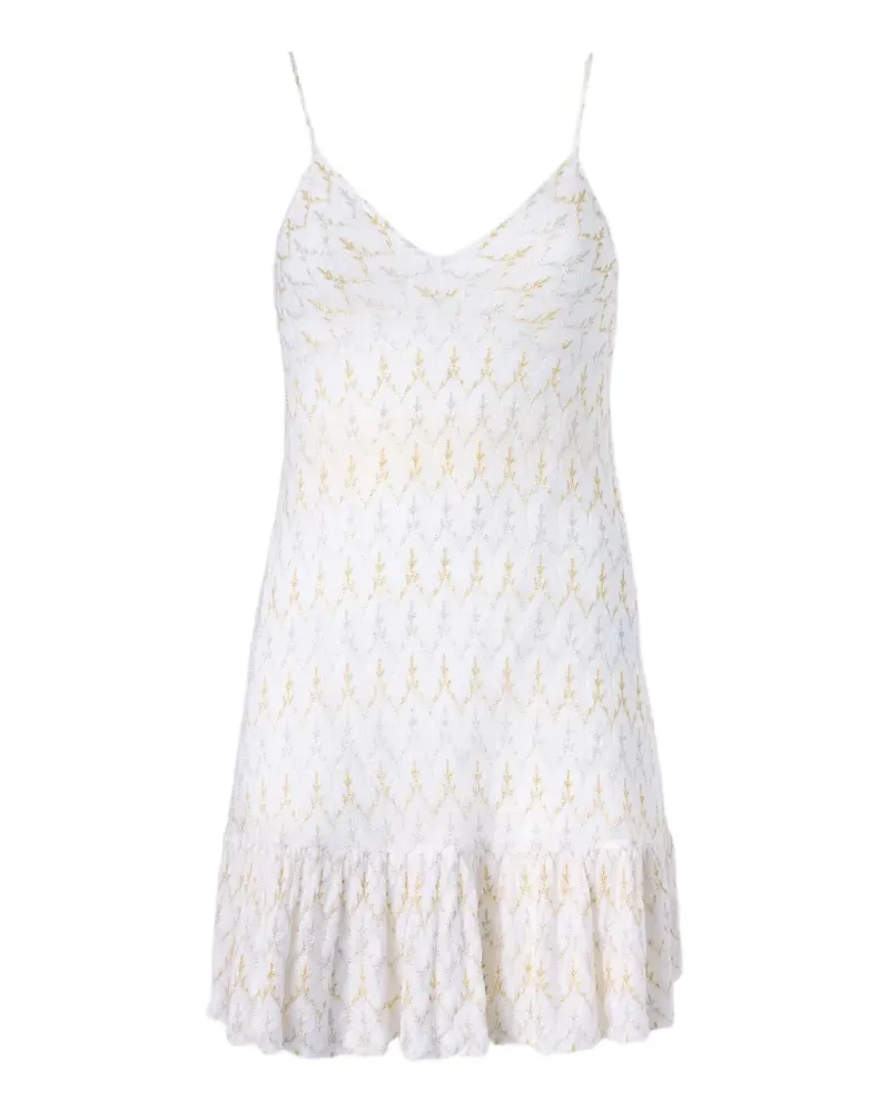 Missoni zigzag-knit ruffled mini dress - Weiß Weiß