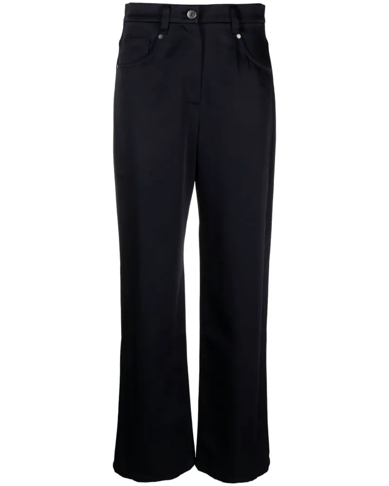 Brunello Cucinelli Gerade Hose in Satinoptik - Blau Blau