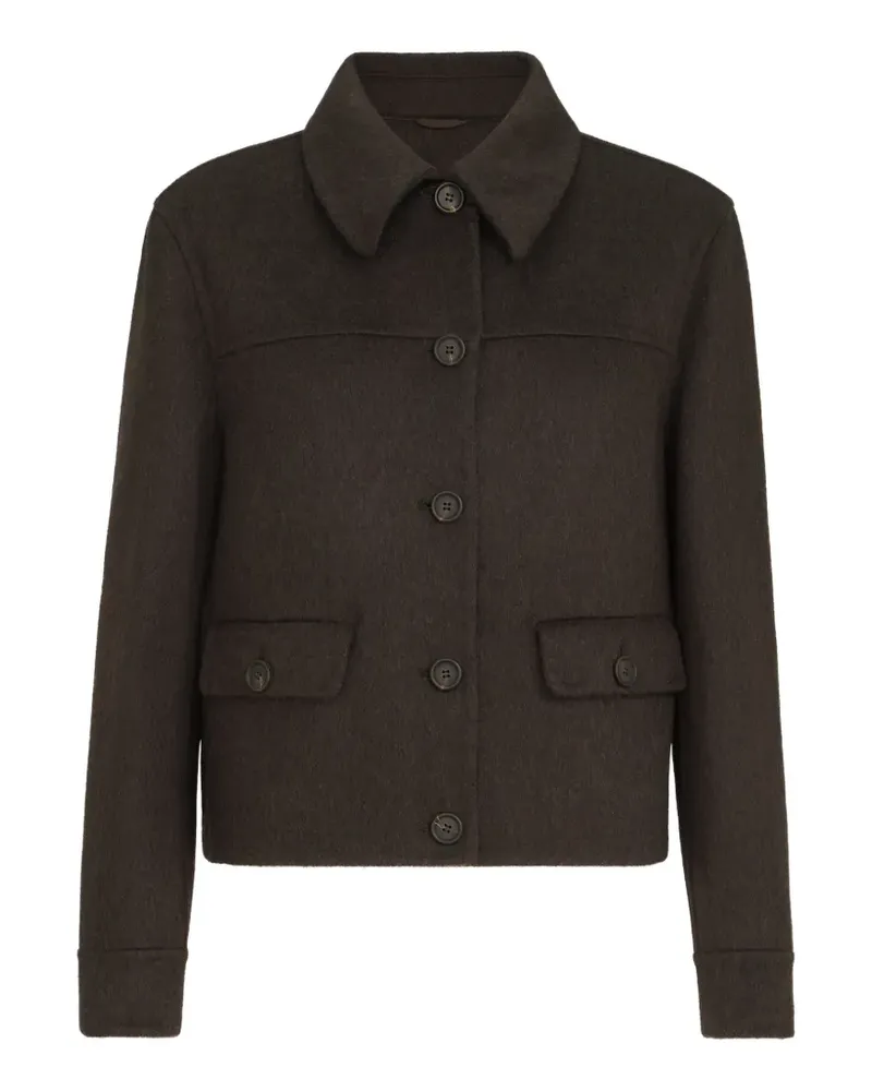 Brunello Cucinelli hand-crafted outerwear jacket in cashmere-beaver double cloth with Monili - Braun Braun