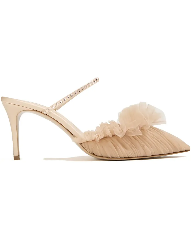 Andrea Wazen Franca Glitz Mules 75mm - Nude Nude