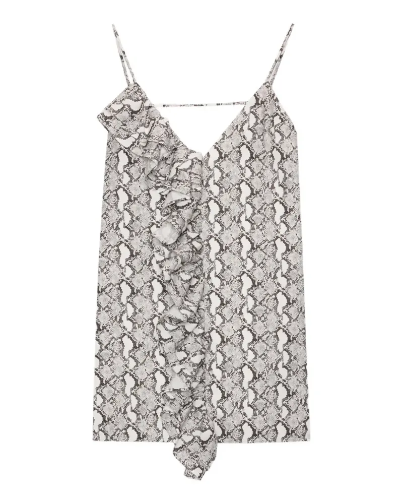 MSGM Gerüschtes Minikleid mit Schlangenleder-Print - Grau Grau