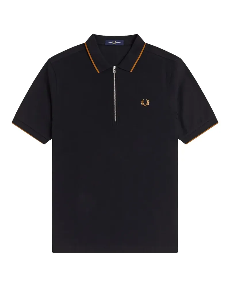 Fred Perry Poloshirt mit Reißverschluss - Schwarz Schwarz