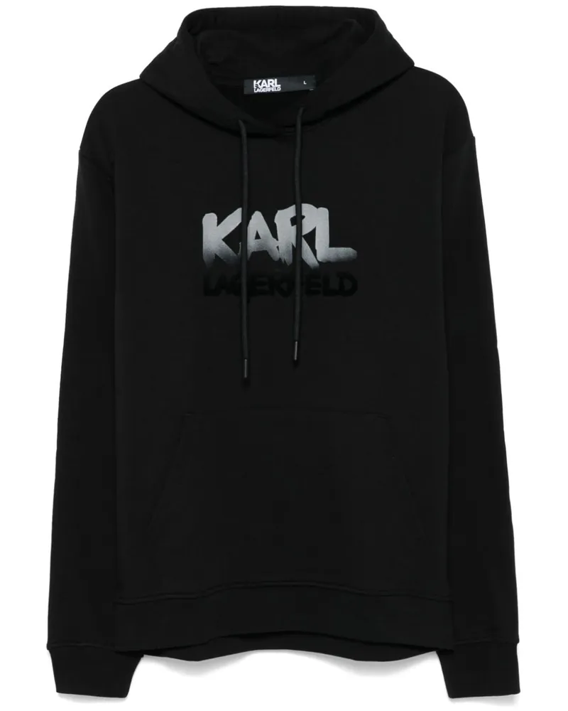 Karl Lagerfeld Hoodie mit geflocktem Logo - Schwarz Schwarz
