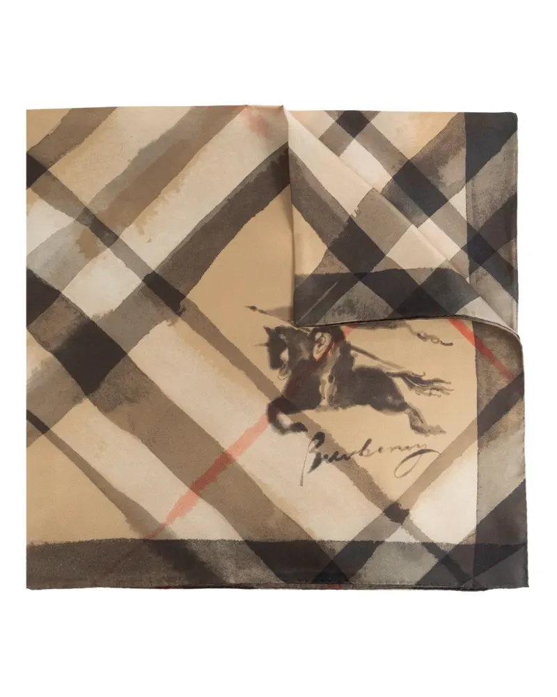 Burberry Karierter Schal mit Aquarell-Print - Nude Nude