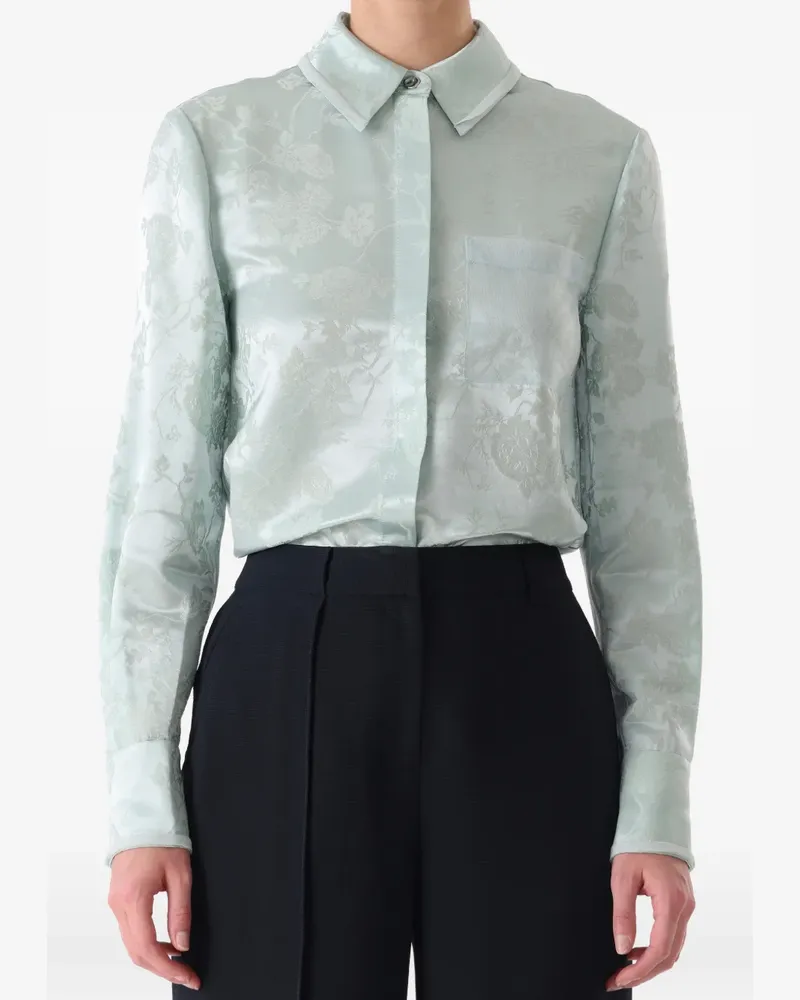 Jason Wu floral-jacquard button-up shirt - Grün Grün