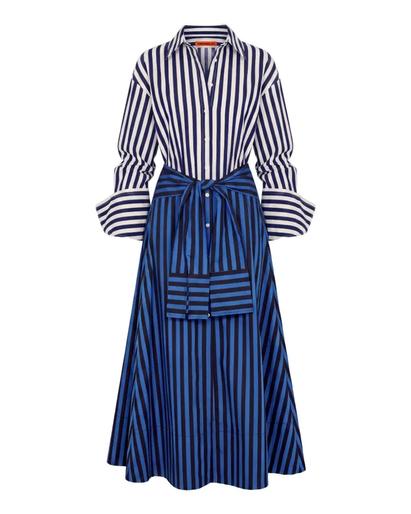 Simon Miller Gestreiftes Inna Popeline-Maxikleid - Blau Blau