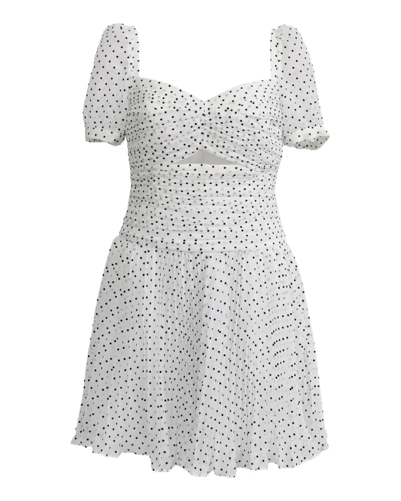 Self-Portrait Maxikleid mit geflockten Polka Dots - Weiß Weiß