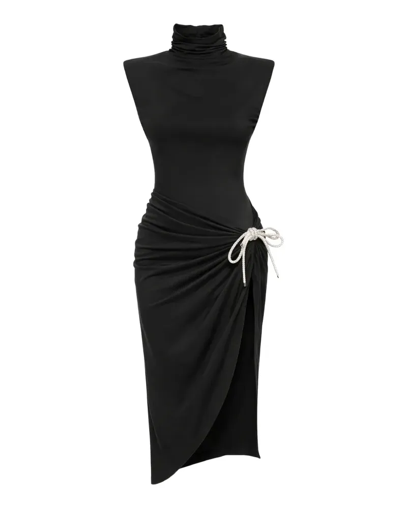 Area embellished asymmetric midi dress - Schwarz Schwarz