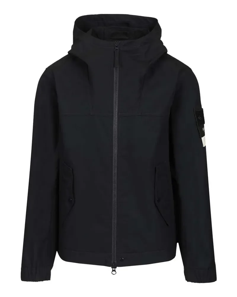 Stone Island Twill-Jacke mit Kapuze - Schwarz Schwarz
