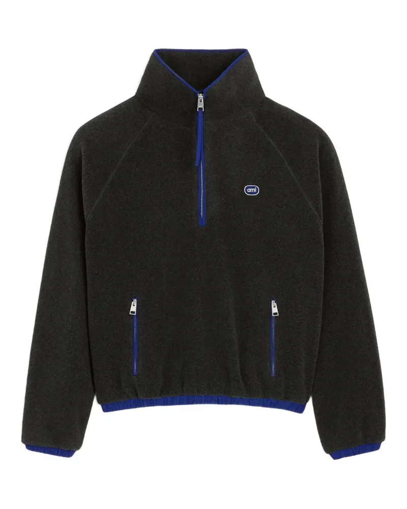 AMI Paris Fleecepullover mit Ami-Patch - Grau Grau