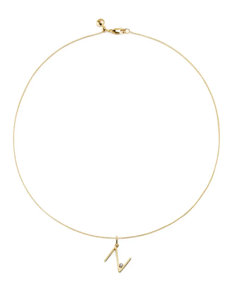 Monica Vinader solitaire diamond initial N pendant - Gold Gold