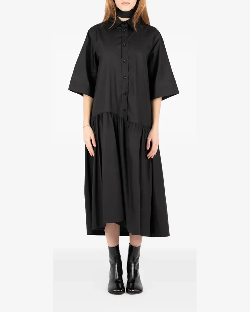 Société Anonyme ruffled midi dress - Schwarz Schwarz