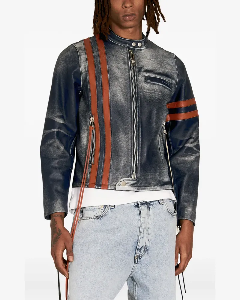Eytys Lederjacke mit Streifendetail - Blau Blau
