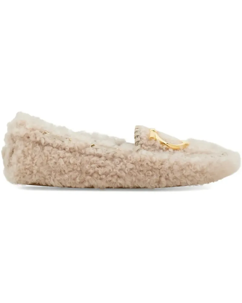 Ferragamo Gancini Loafer aus Shearling - Nude Nude