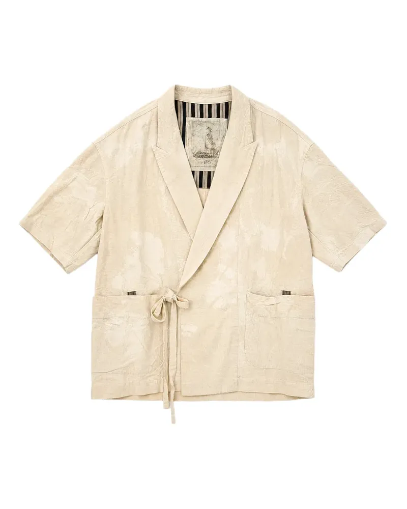 Ziggy Chen tie-fastening notched-lapels shirt - Nude Nude