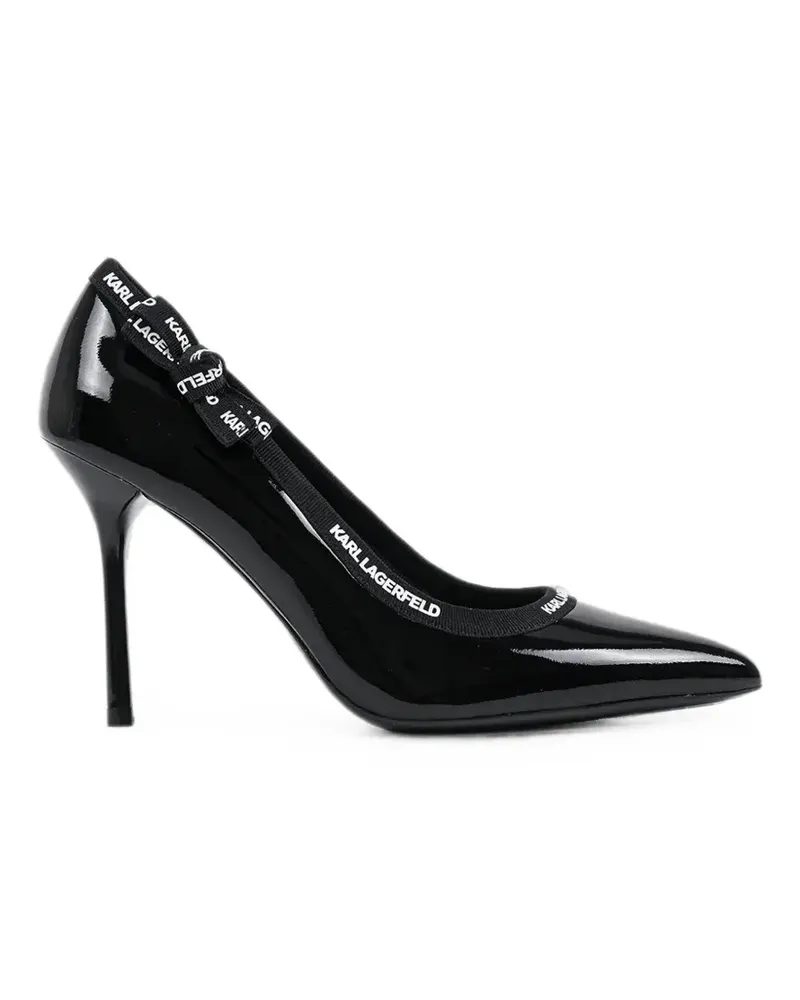 Karl Lagerfeld patent-finish logo-tape pumps - Schwarz Schwarz