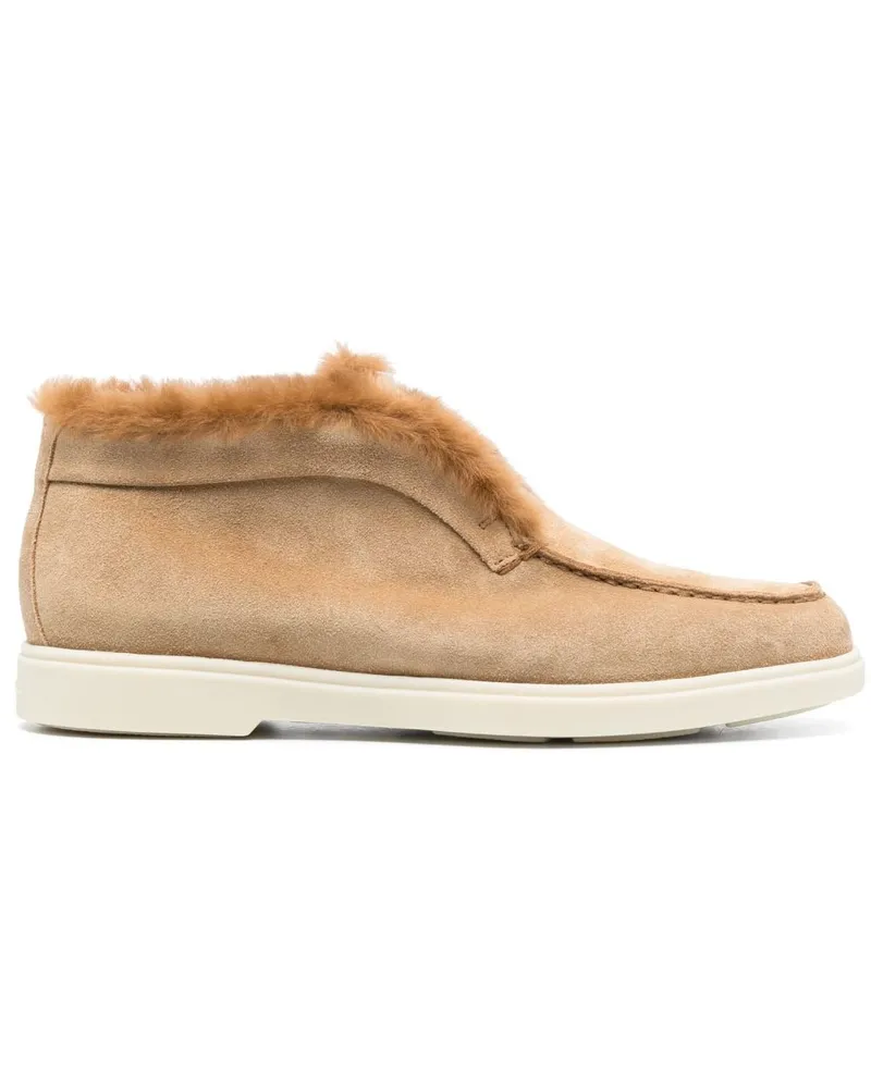 Santoni Loafer mit Ziernähten - Braun Braun