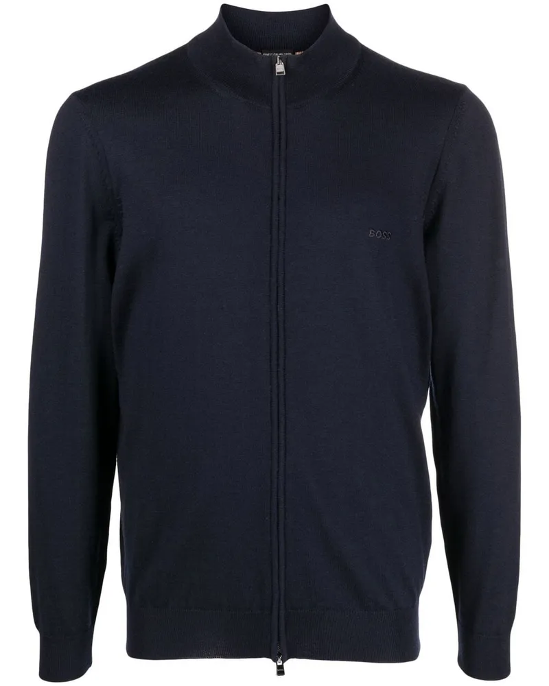 HUGO BOSS Fein gestrickter Cardigan mit Reißverschluss - Blau Blau