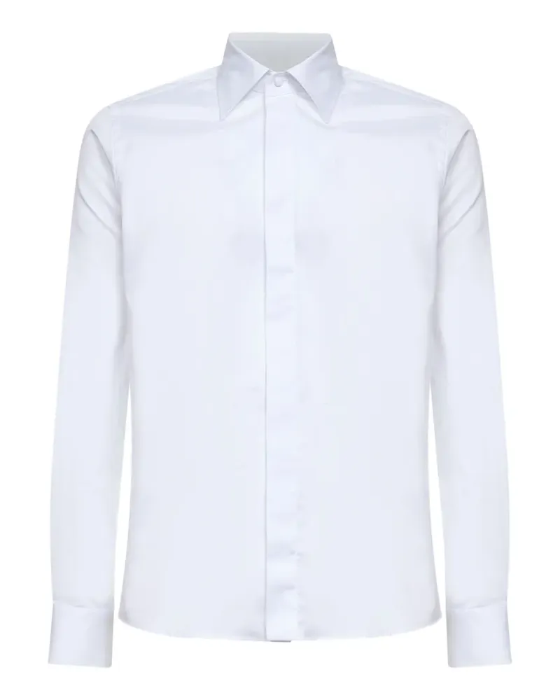 Tagliatore covered-button long-sleeve shirt - Weiß Weiß