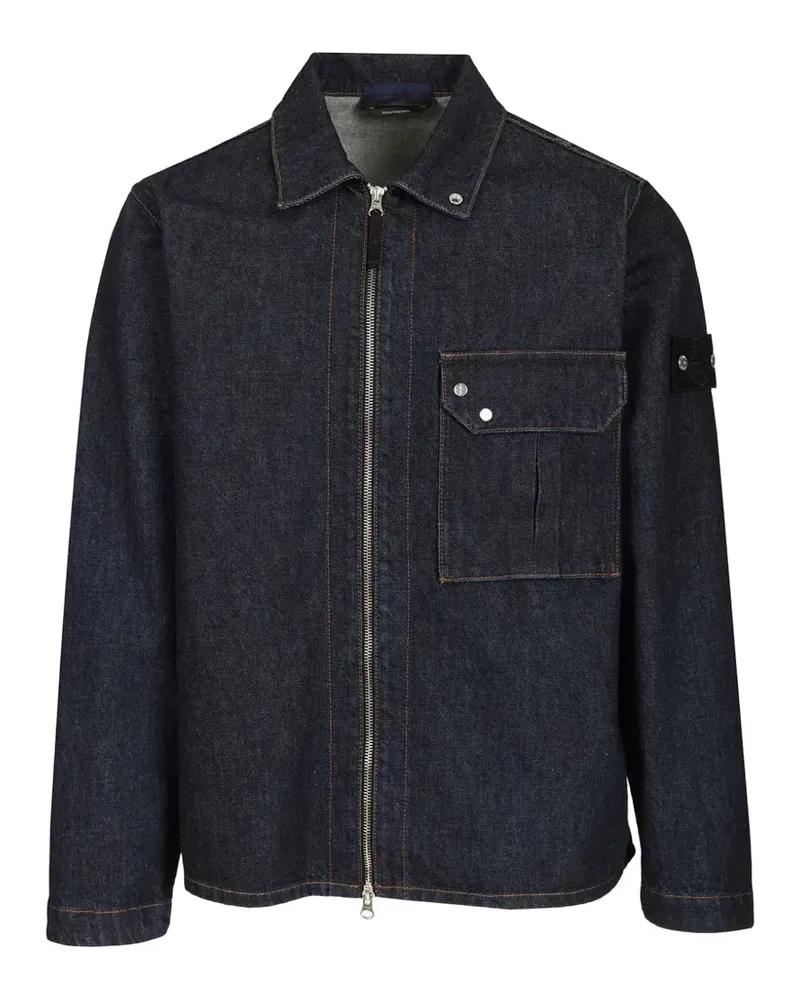 Stone Island Hemdjacke mit aufgesetzter Tasche - Blau Blau