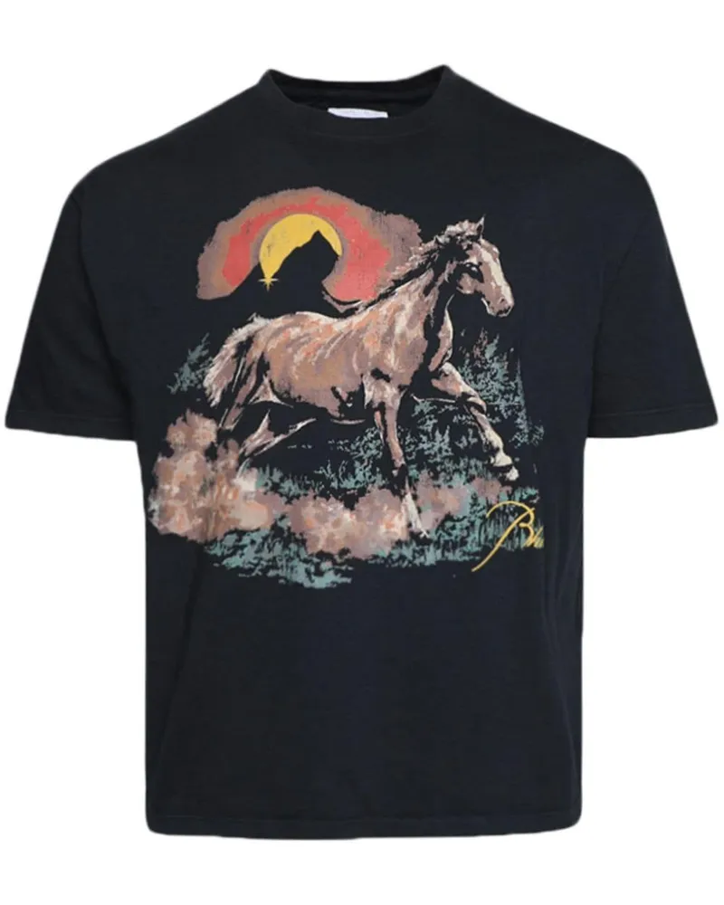 RHUDE Santos T-Shirt mit grafischem Print Schwarz