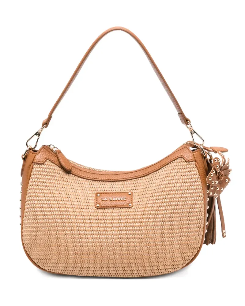 LA CARRIE La Plage stud-embellished shoulder bag - Nude Nude