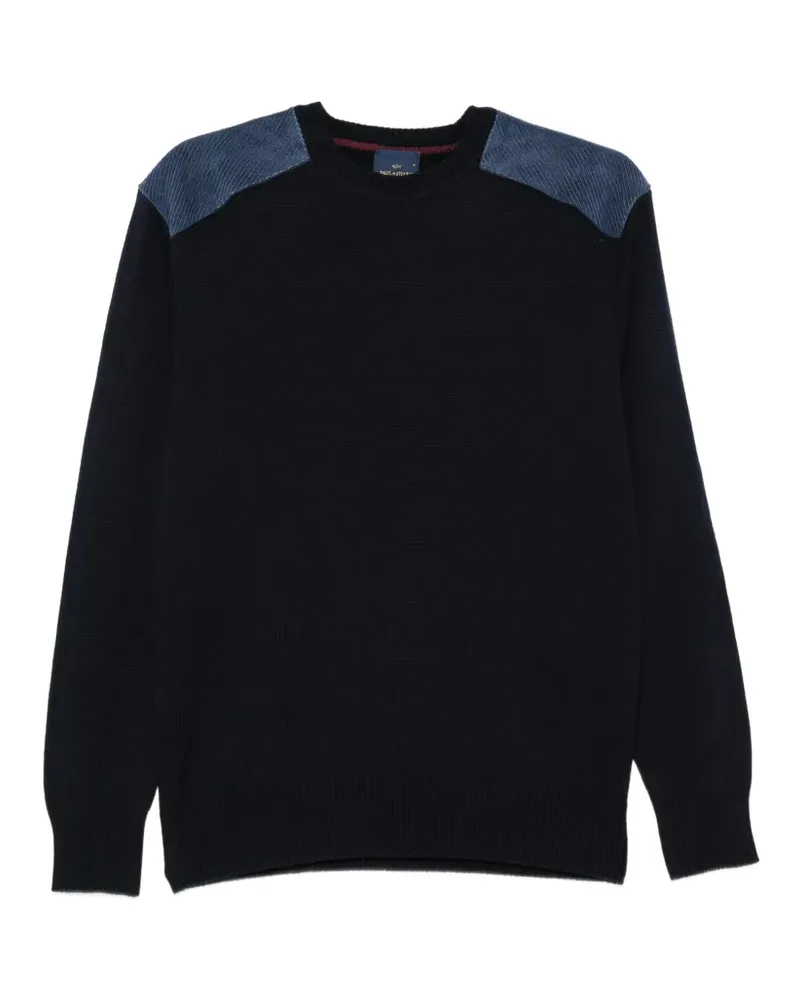 Paul & Shark Pullover mit Cordeinsätzen - Blau Blau