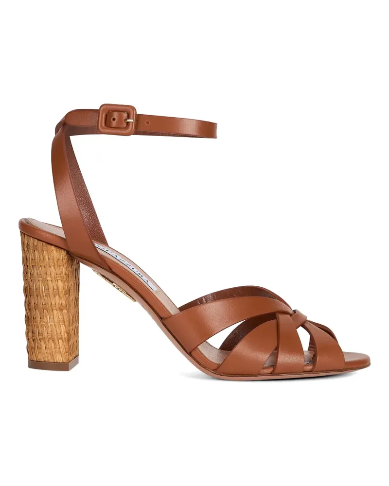 Aquazzura Copacabana woven-heel crossover-strap sandals - Braun Braun
