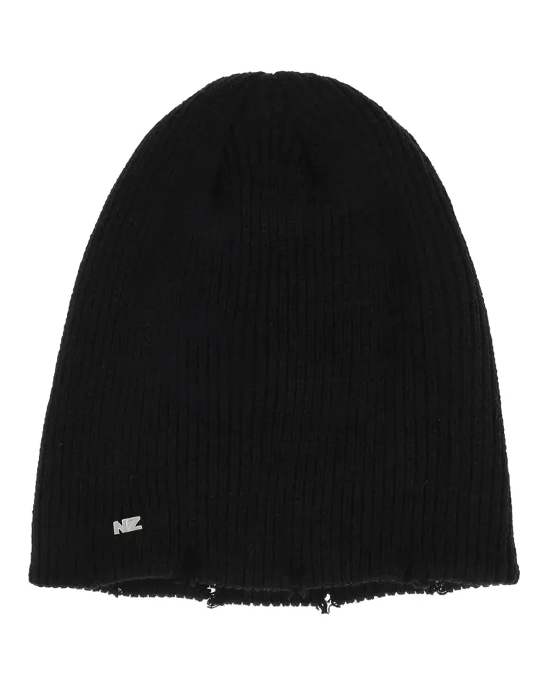 Natasha Zinko Strick-Beanie im Distressed-Look - Schwarz Schwarz