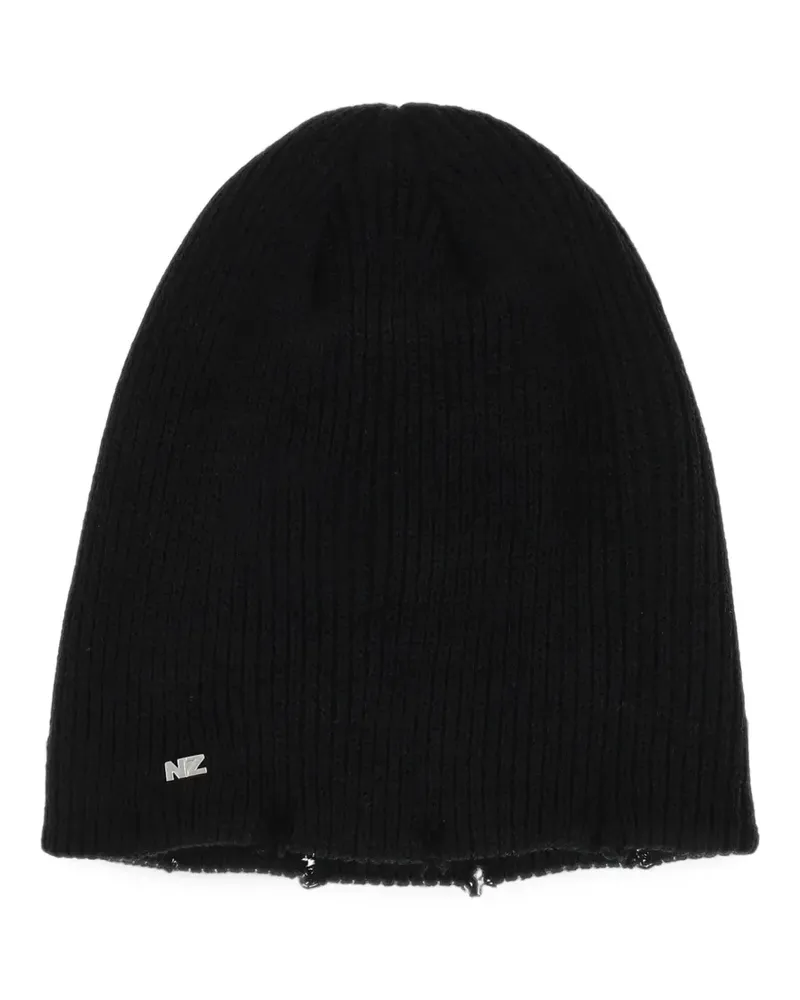 Natasha Zinko distressed knit beanie hat - Schwarz Schwarz