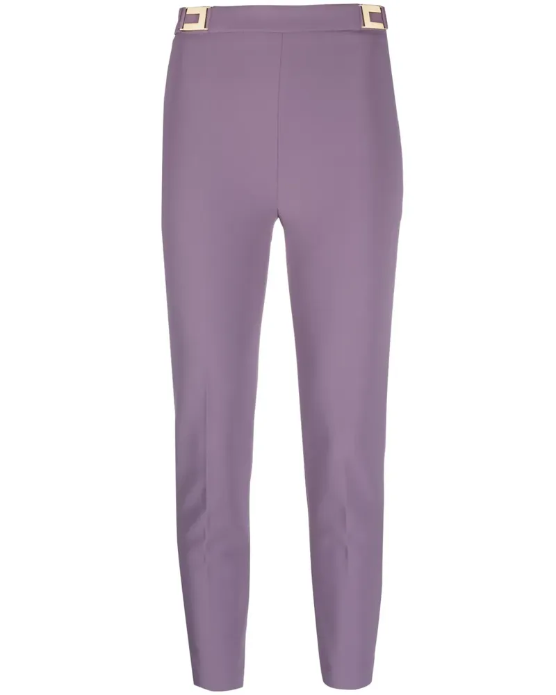 Elisabetta Franchi High-Waist-Hose mit Logo-Schild - Violett Violett