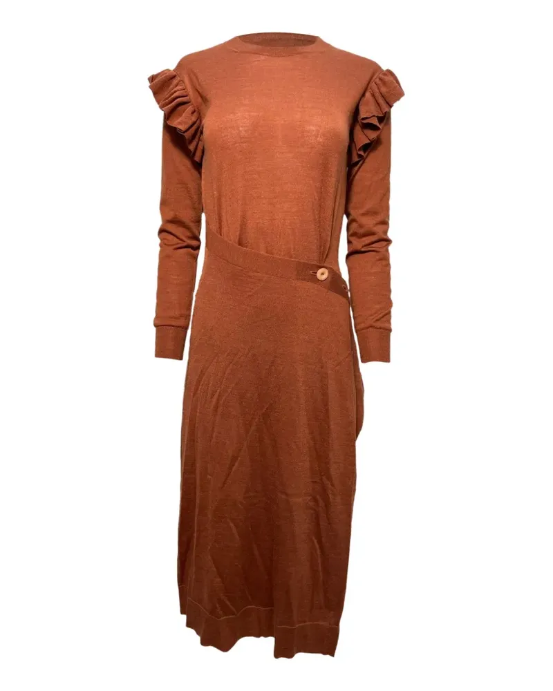 Ulla Johnson Leo Midikleid mit Volants - Braun Braun