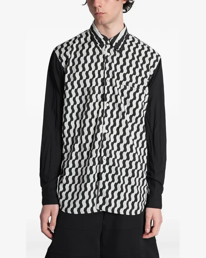 Comme des Garçons Hemd mit Wellen-Print - Schwarz Schwarz
