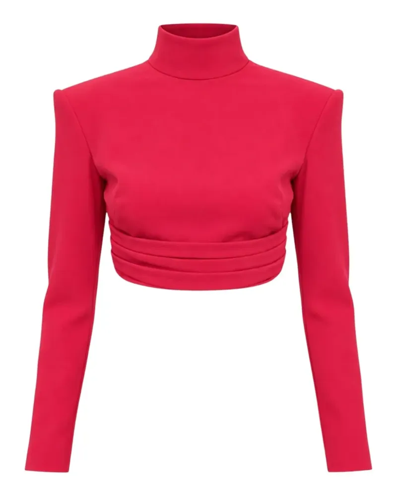 Zuhair Murad padded-shoulder ruched cropped top - Rosa Rosa