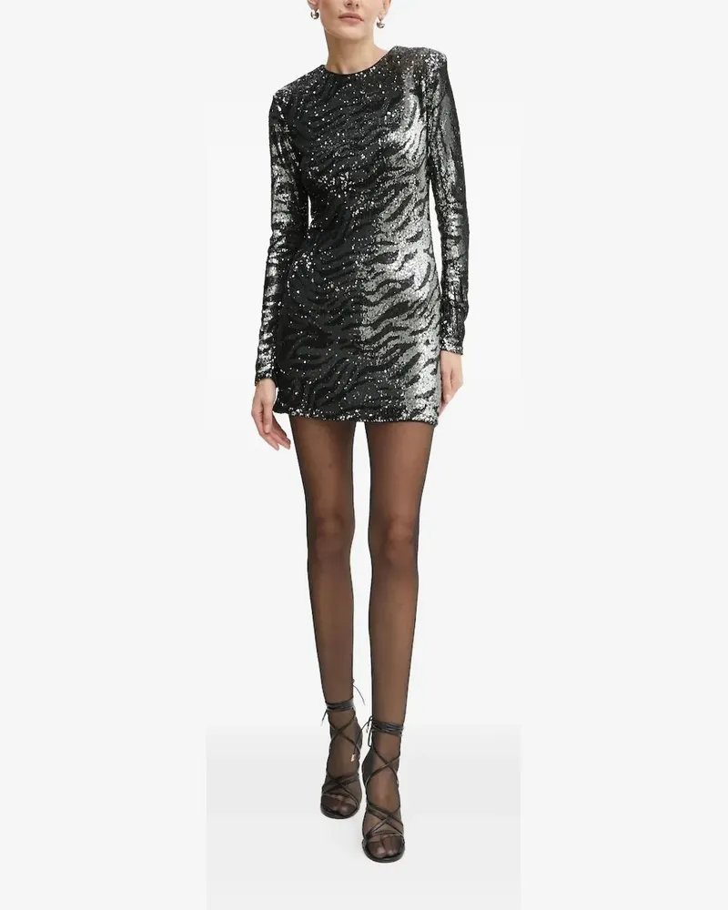 Bardot Verziertes Minikleid mit Zebra-Print - Grau Grau