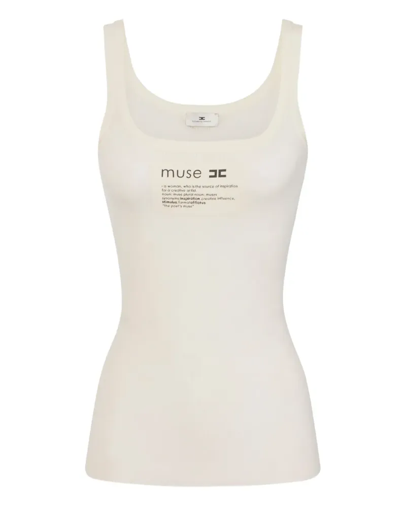 Elisabetta Franchi Geripptes Tanktop mit Logo - Nude Nude