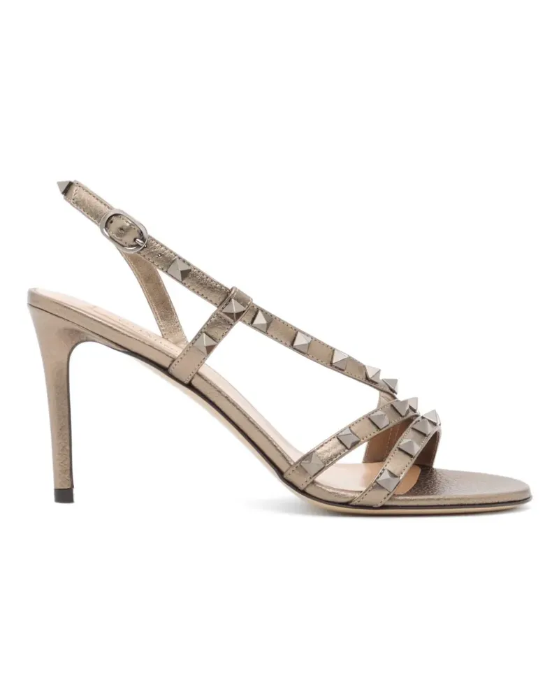 Valentino Garavani Rockstud Sandalen aus laminiertem Kalbsleder mit Print 85mm - Braun Braun