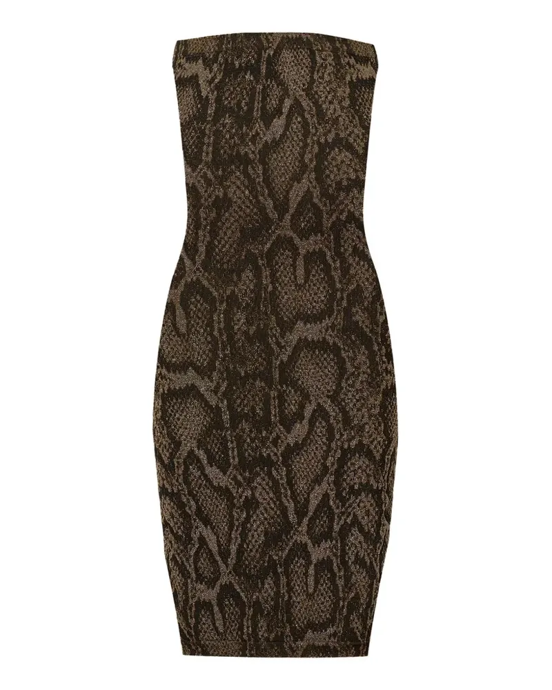 Wolford Schimmerndes Midikleid mit Python-Print - Braun Braun