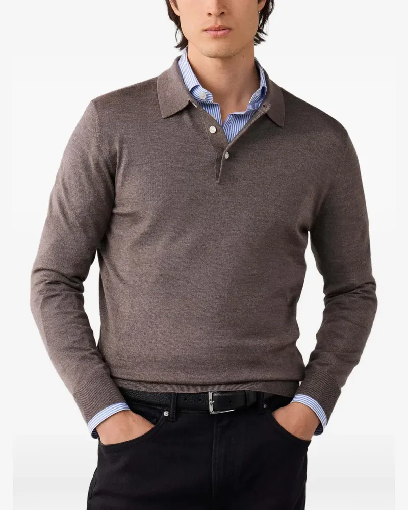 Hackett Gestricktes Poloshirt - Braun Braun