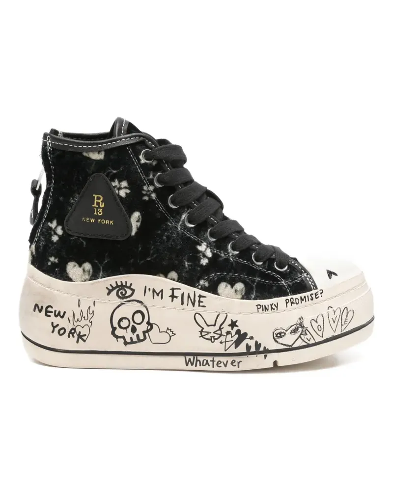 R13 Kurt High-Top-Sneakers - Schwarz Schwarz