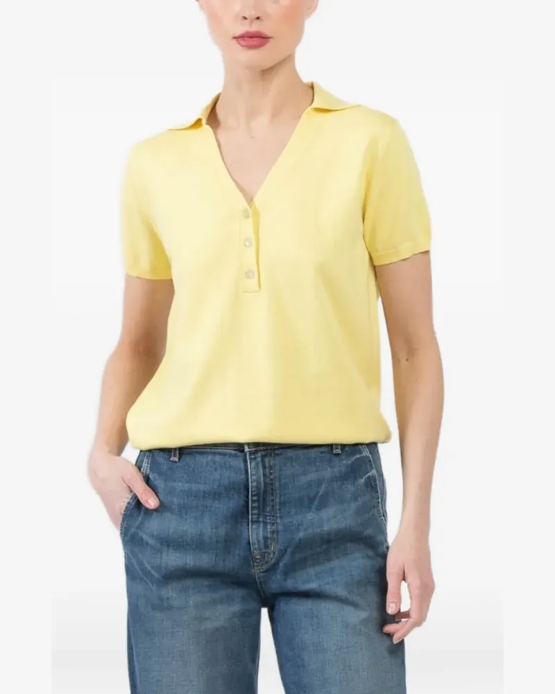ALLUDE button V-neck polo tops - Gelb Gelb