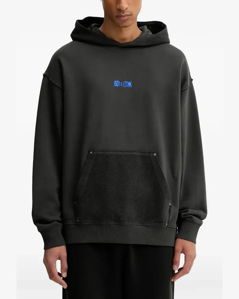 HUGO BOSS kangaroo-front-pocket hoodie - Grau Grau