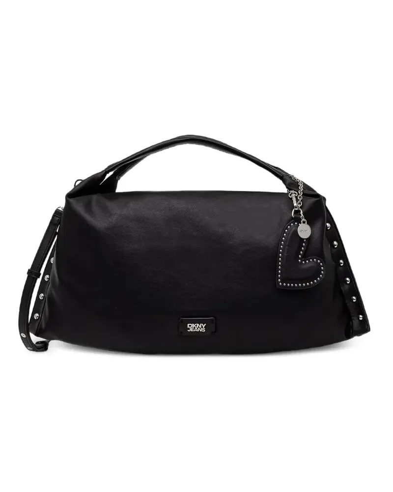 DKNY Rocco Schultertasche mit Nieten-Herzanhänger - Schwarz Schwarz