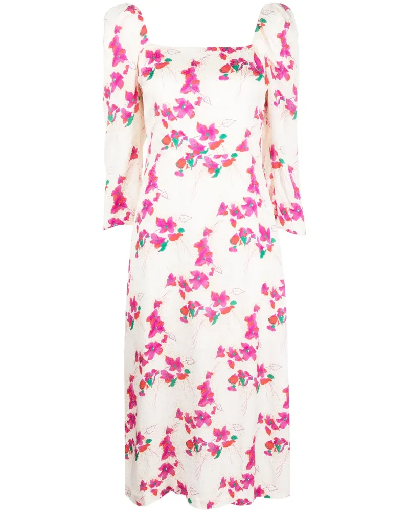 ba&sh Kleid mit Blumenmuster - Weiß Weiß