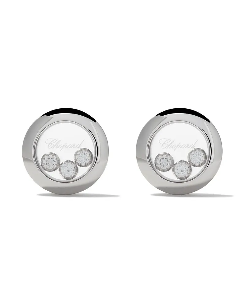 Chopard 18kt 'Happy Diamonds Icons' Weißgoldohrstecker mit Diamant - Silber Silber