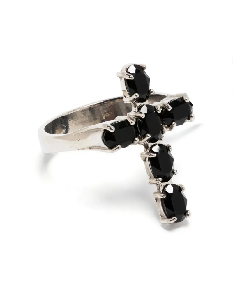 Dolce & Gabbana Ring mit kristallverziertem Kreuz - Schwarz Schwarz