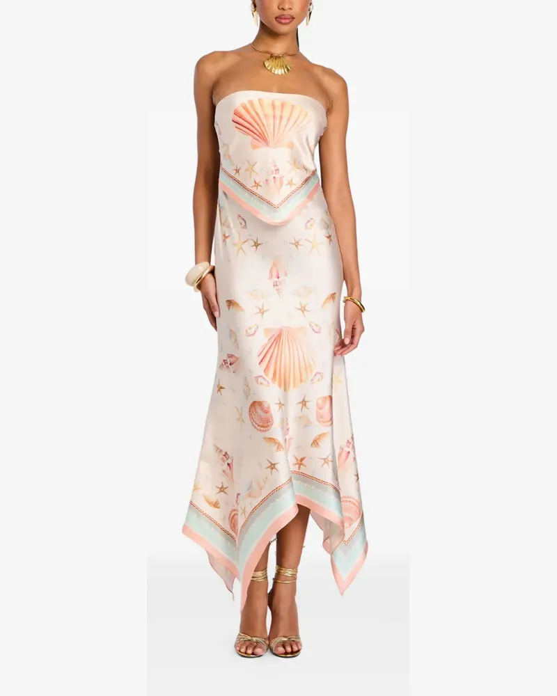 Retrofête Asymmetrisches Kleid mit Muschel-Print - Rosa Rosa