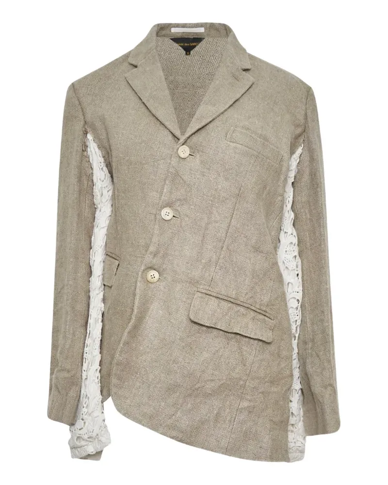 Comme des Garçons lace-insert asymmetric jacket - Nude Nude