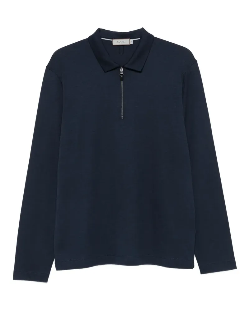 Canali Langärmeliger Pullover mit Reißverschluss - Blau Blau
