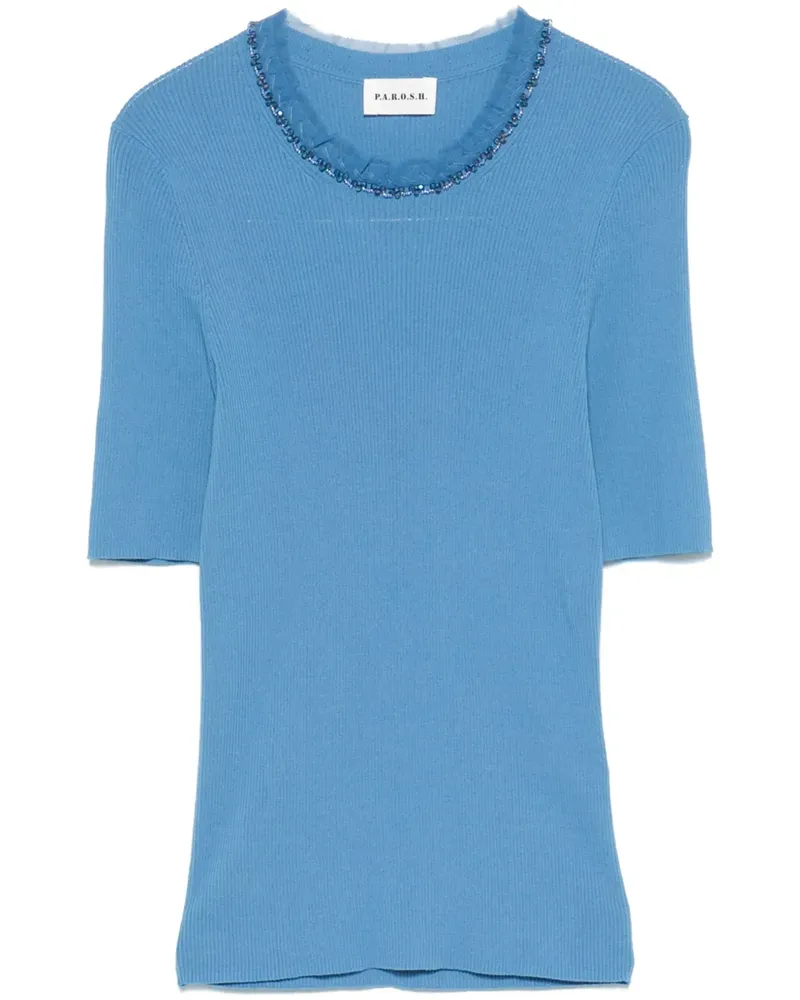 P.A.R.O.S.H. T-Shirt mit Perlen - Blau Blau